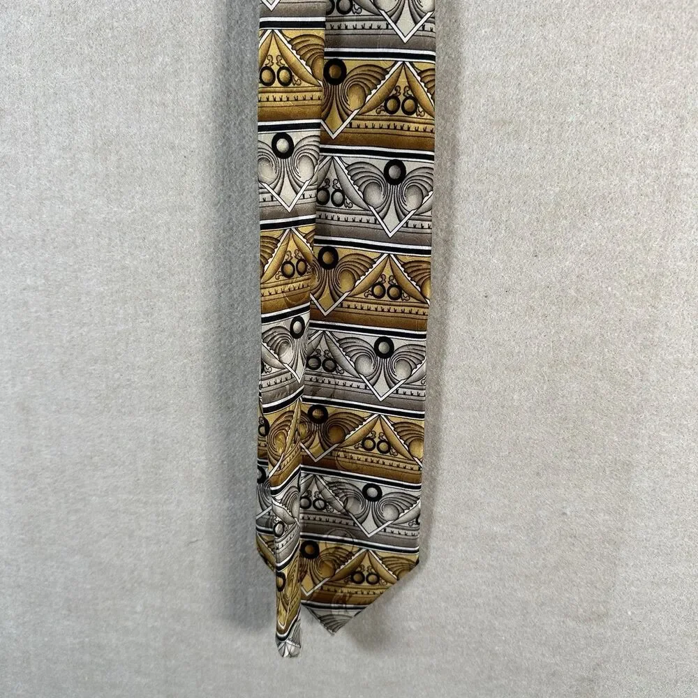 Grateful Dead 710 Ashbury Second Set Silk Men’s Tie Necktie Yellow Gold White
